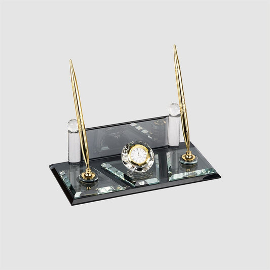 Glas-Schreibtisch-Namensschild Schwarz