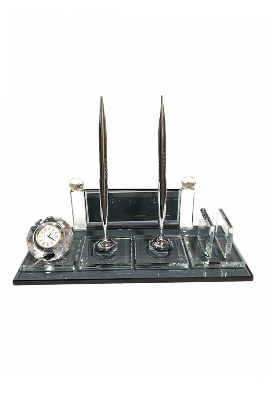 Schreibtisch-Namensschild aus Glas - Schwarz