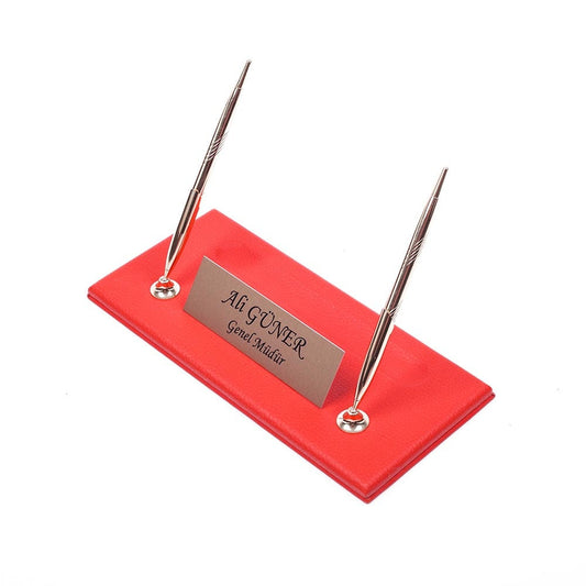 Luna Leder Schreibtischset 8 Accessoires Rot