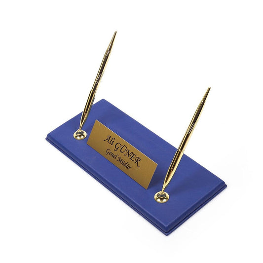 Luna Leder Schreibtischset 8 Accessoires Blau