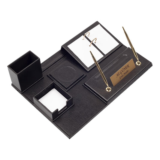 Luna Leder Schreibtischset 8 Accessoires Schwarz