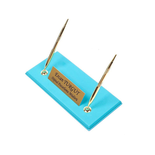 Luna Leder Schreibtischset 8 Accessoires Türkis