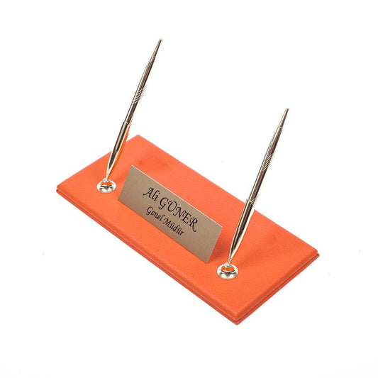 Luna Leder Schreibtischset 8 Accessoires Orange