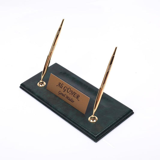 Luna Leder Schreibtischset 8 Accessoires Grün