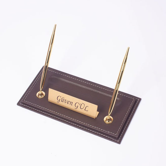 VEGA Leather Desk Set - 12 Accessories - Brown