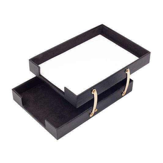 LUNA Leather Double Document Tray
