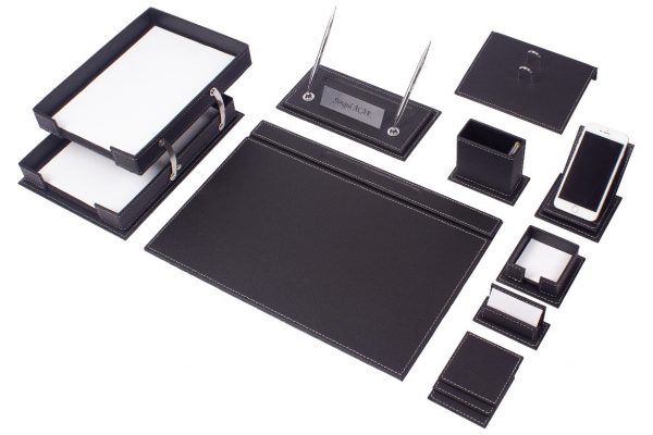 Stock Luxury Leather And Wooden Desk Pad Sets