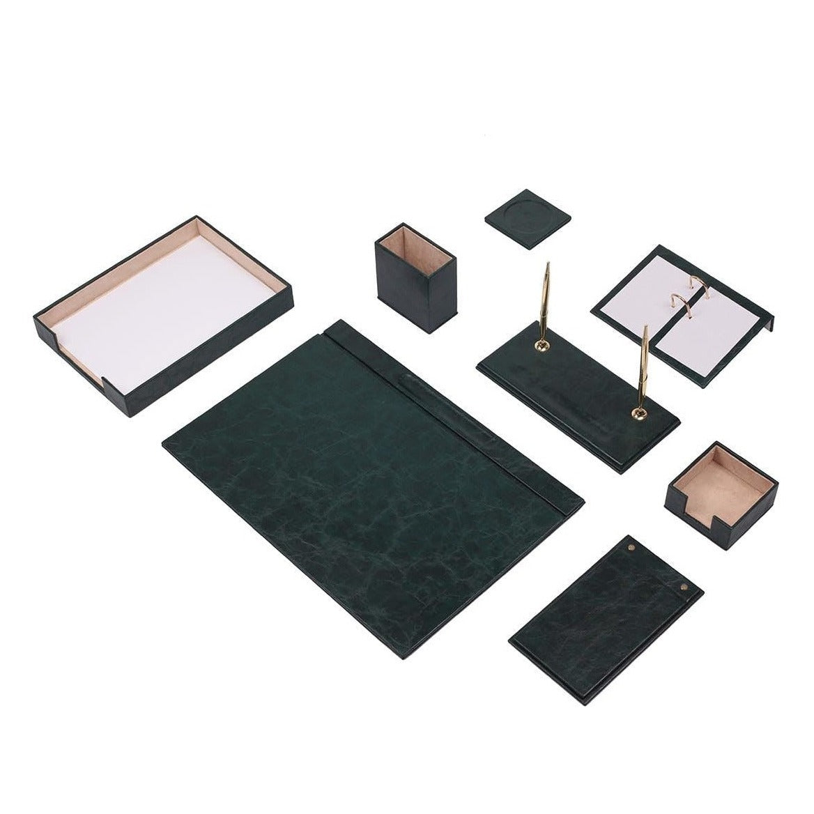 Luna 10-Piece Desk Set with Single Tray — Green