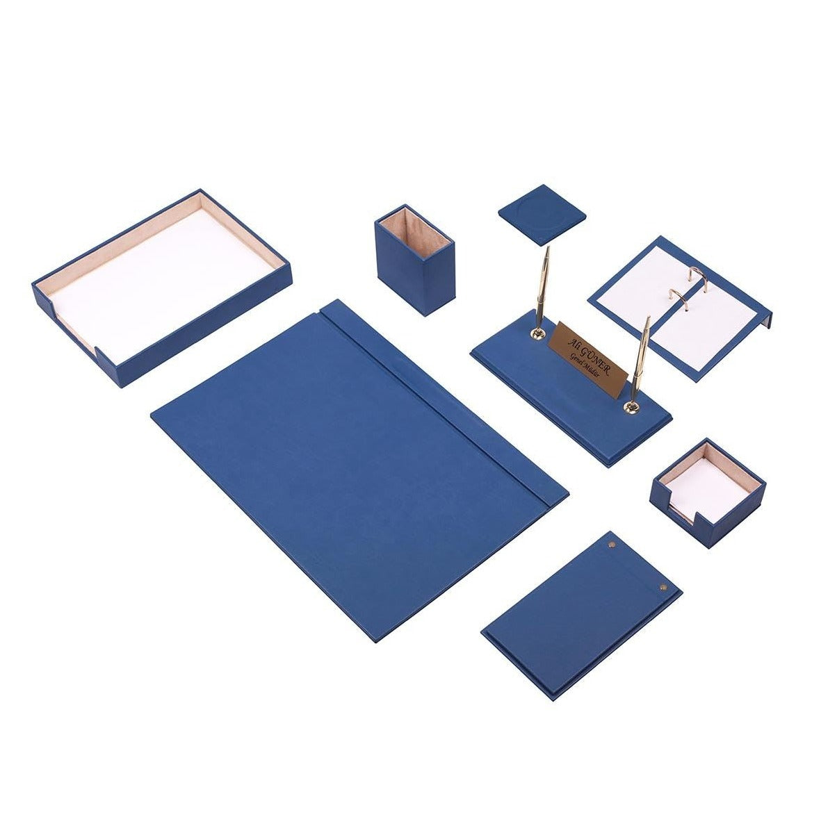 Luna 10-Piece Desk Set with Single Tray — Blue