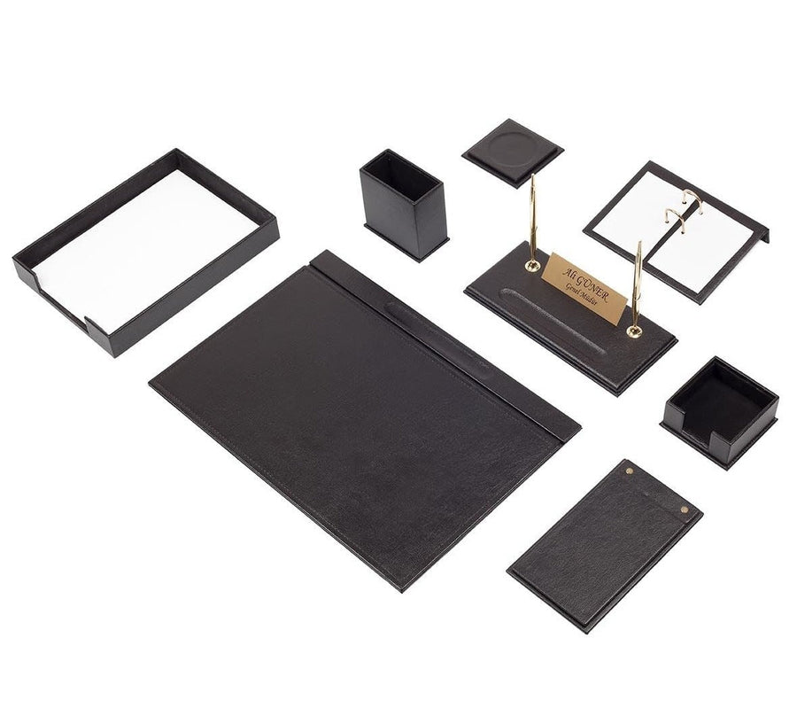 Luna 10-Piece Desk Set with Single Tray — Black