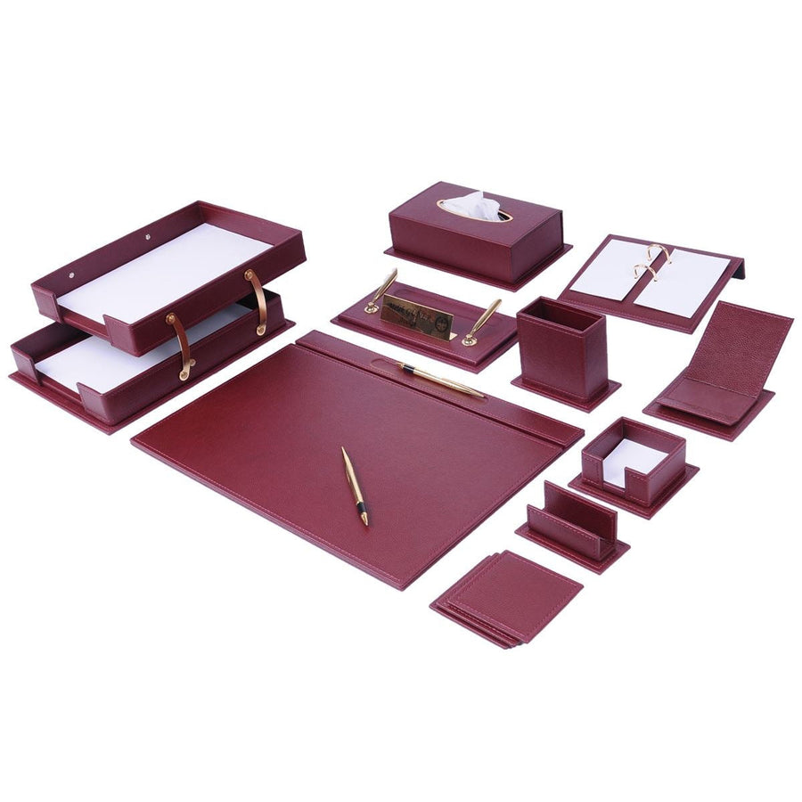 Vega 14-Piece Desk Set with Nameplate — Burgundy