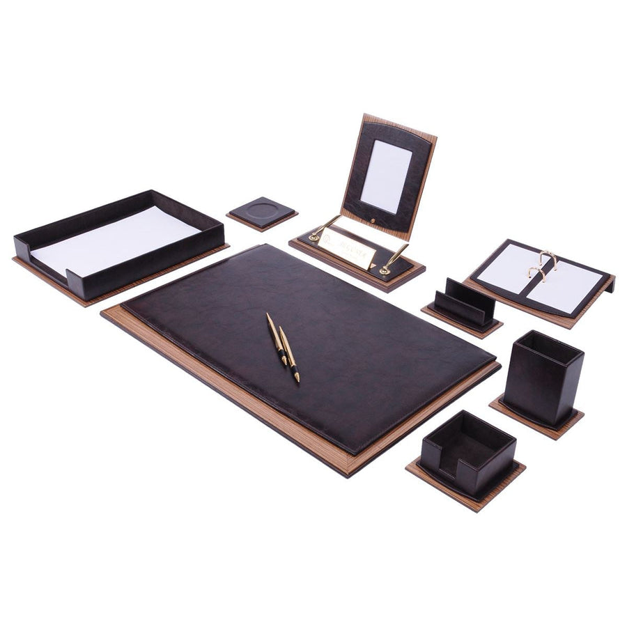 Star 11-Piece Desk Set with Single Tray — Brown