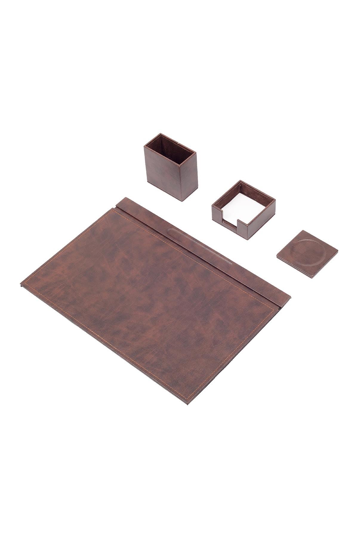 Luna Leather Desk Set 4 Accessories Black