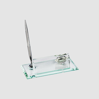 Glass Desk Name Plate - Silver