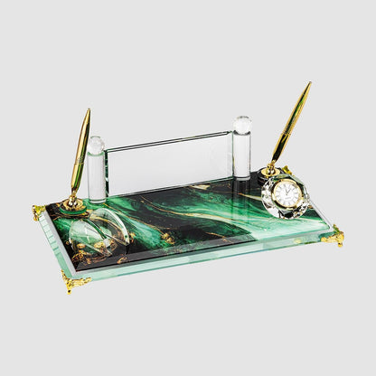 Glass Desk Name Plate - Black&Green