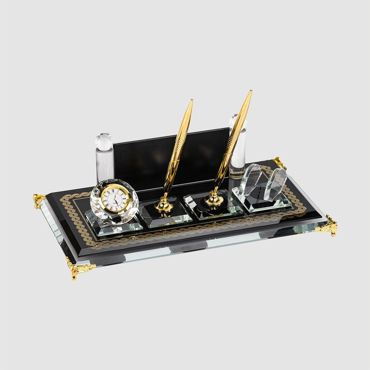 Glass Desk Name Plate - Black&Gold