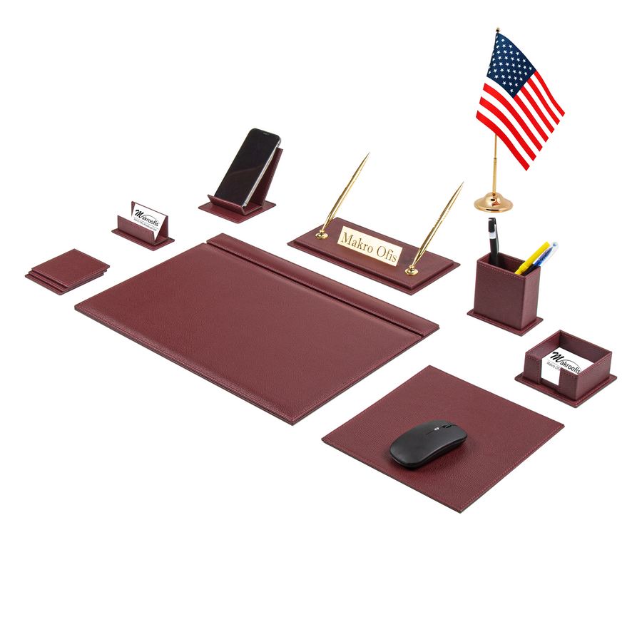 Venus 13-Piece Desk Set with Desk Flag — White