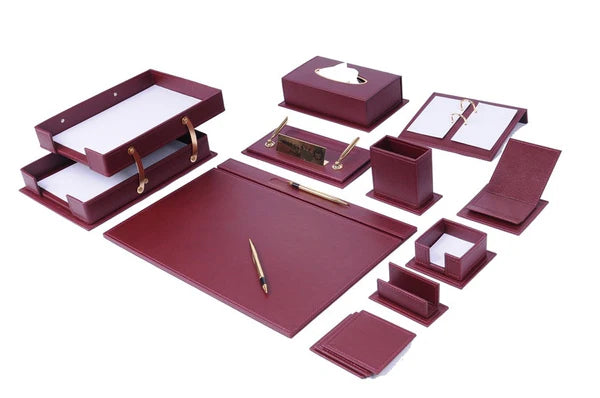 VEGA Leather Desk Set - 14 Accessories - Green