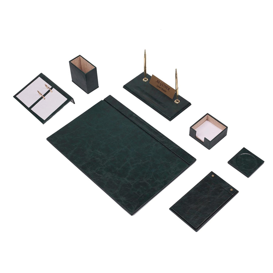 Luna 9-Piece Desk Set with Nameplate — Green