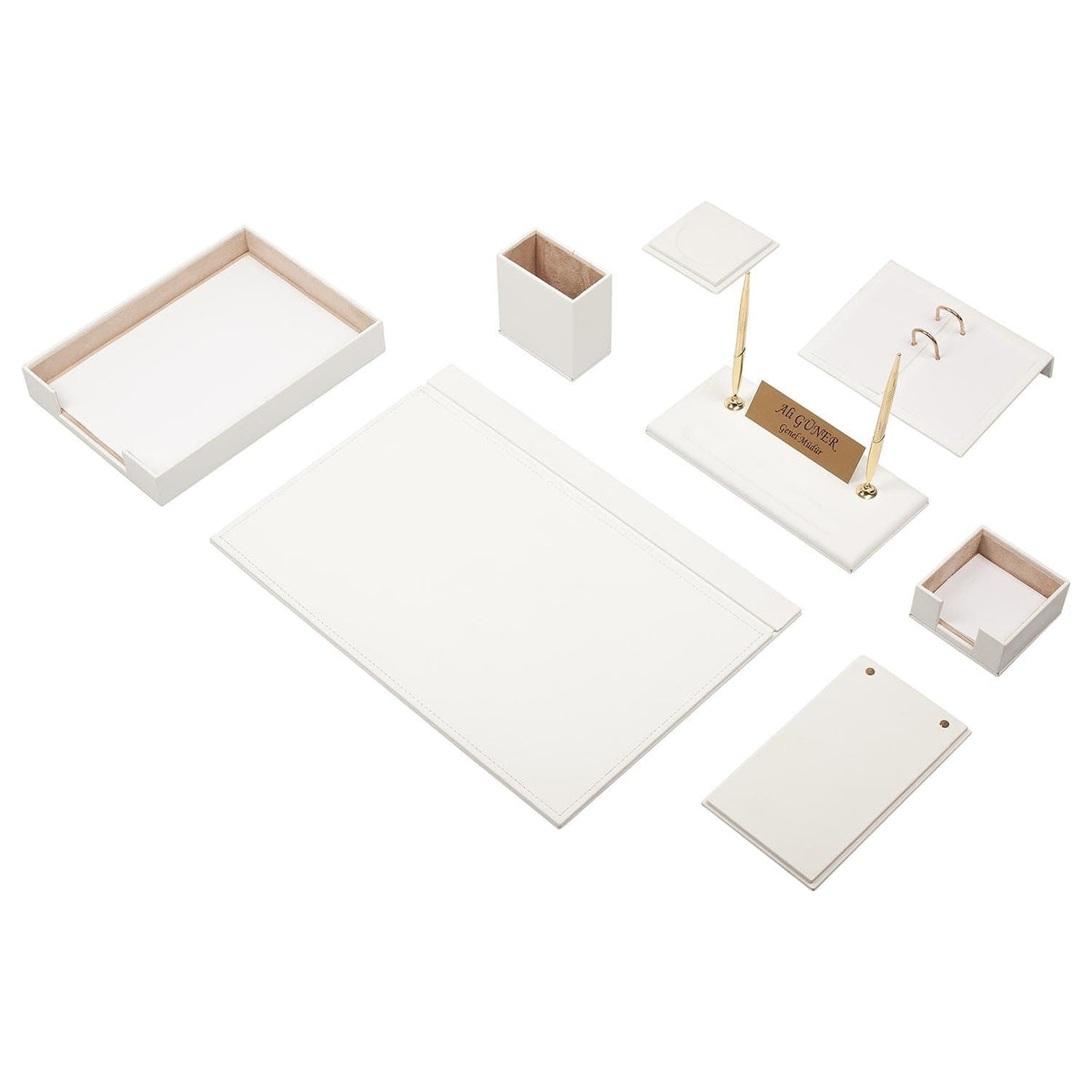 Luna 10-Piece Desk Set with Single Tray — White