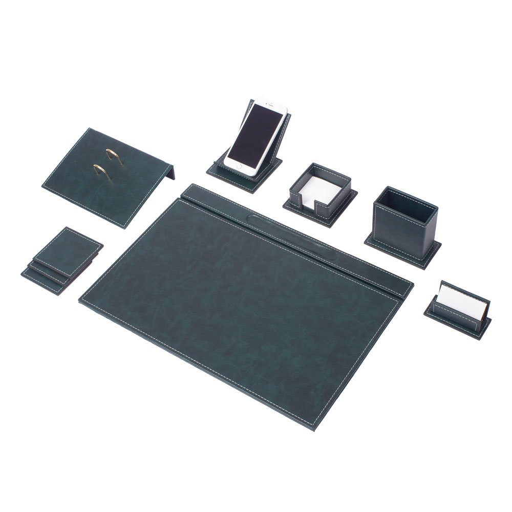 Vega 9-Piece Desk Set — Green