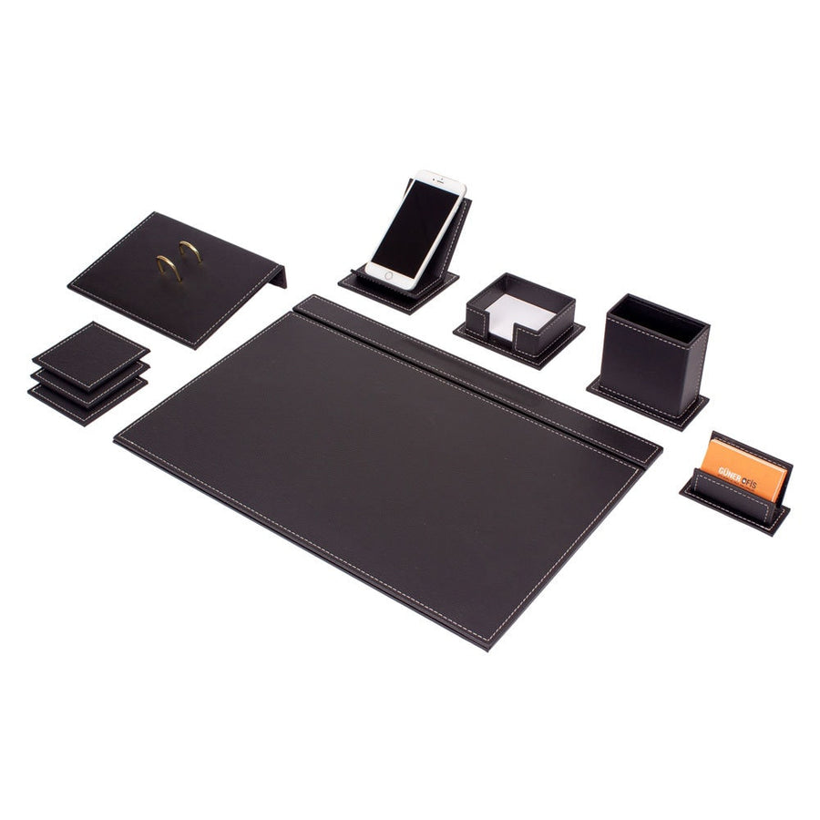 Vega 9-Piece Desk Set — Black