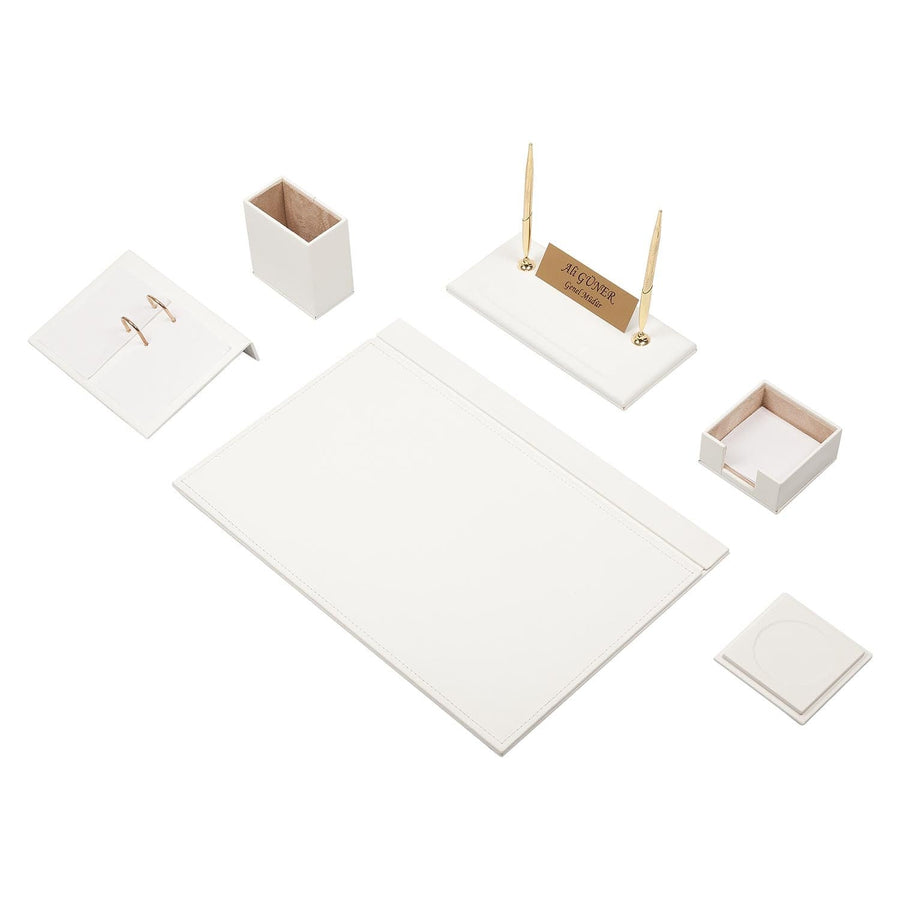 Luna 8-Piece Desk Set with Nameplate — White