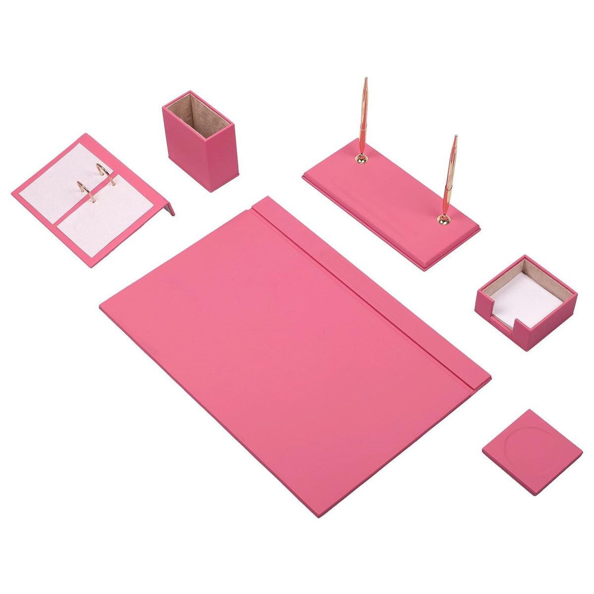 Luna 8-Piece Desk Set with Nameplate — Pink