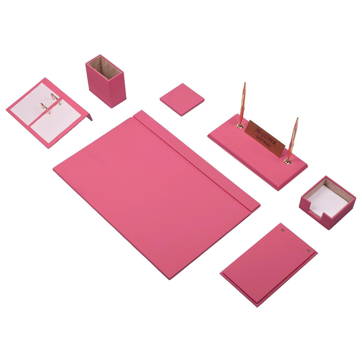 Luna 9-Piece Desk Set with Nameplate — Pink