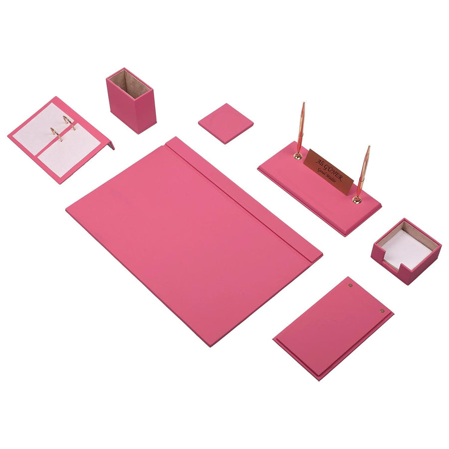 Luna 9-Piece Desk Set with Nameplate — Pink