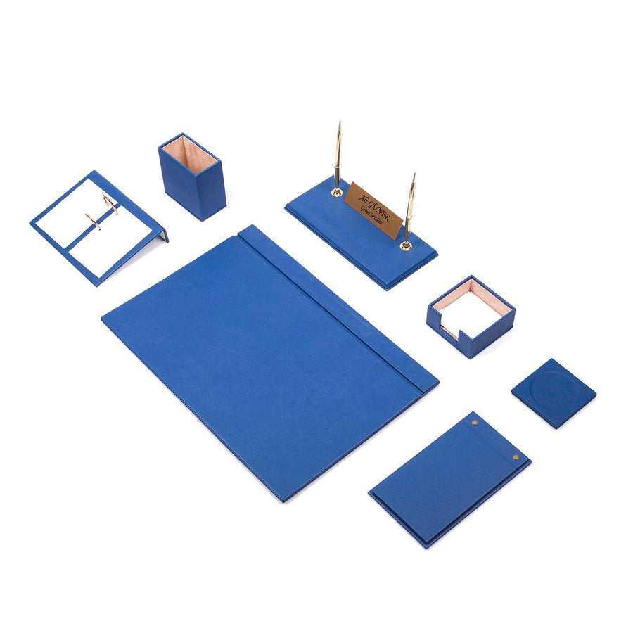 Luna 9-Piece Desk Set with Nameplate — Blue