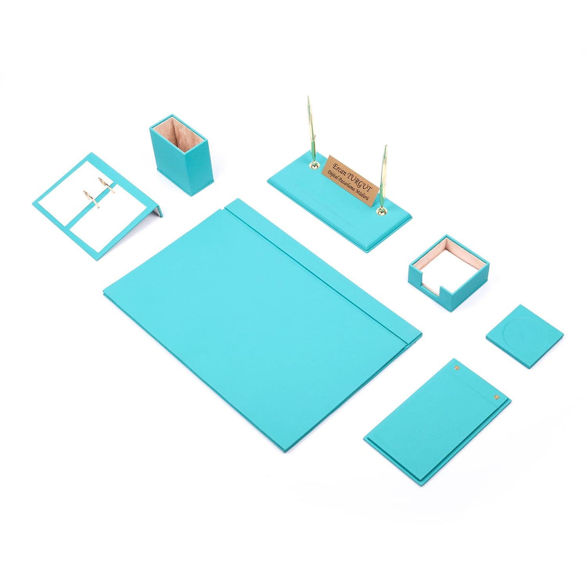 Luna 9-Piece Desk Set with Nameplate — Turquoise