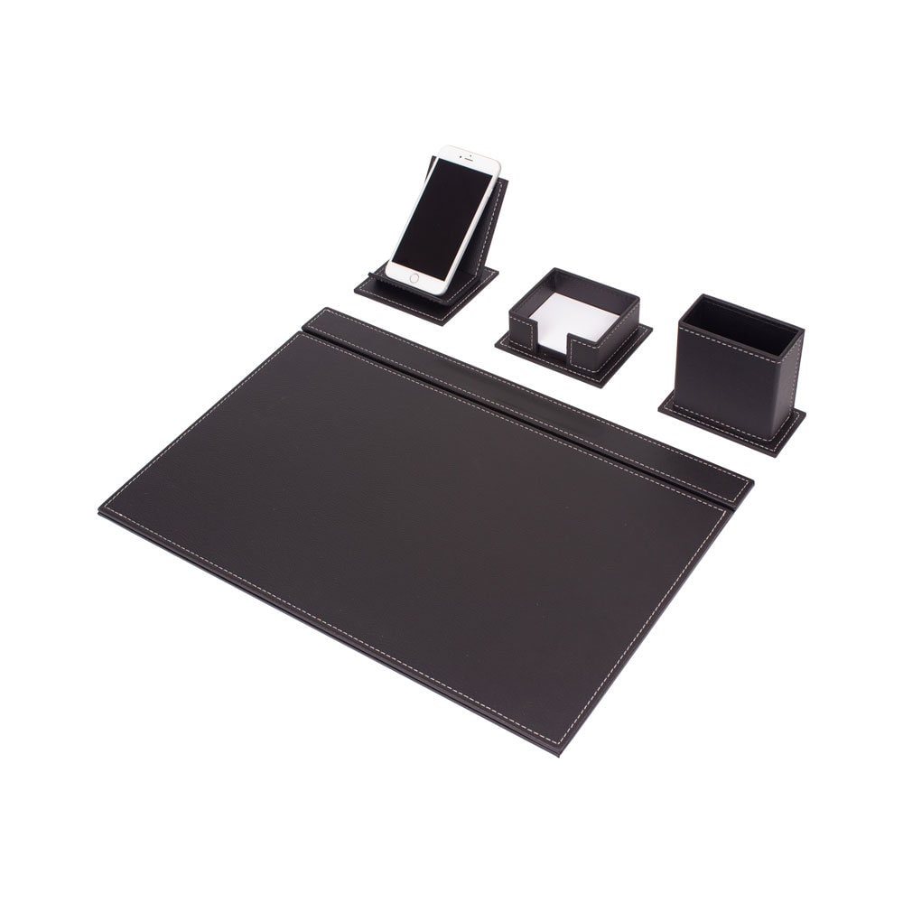 Vega 4-Piece Desk Set — Black