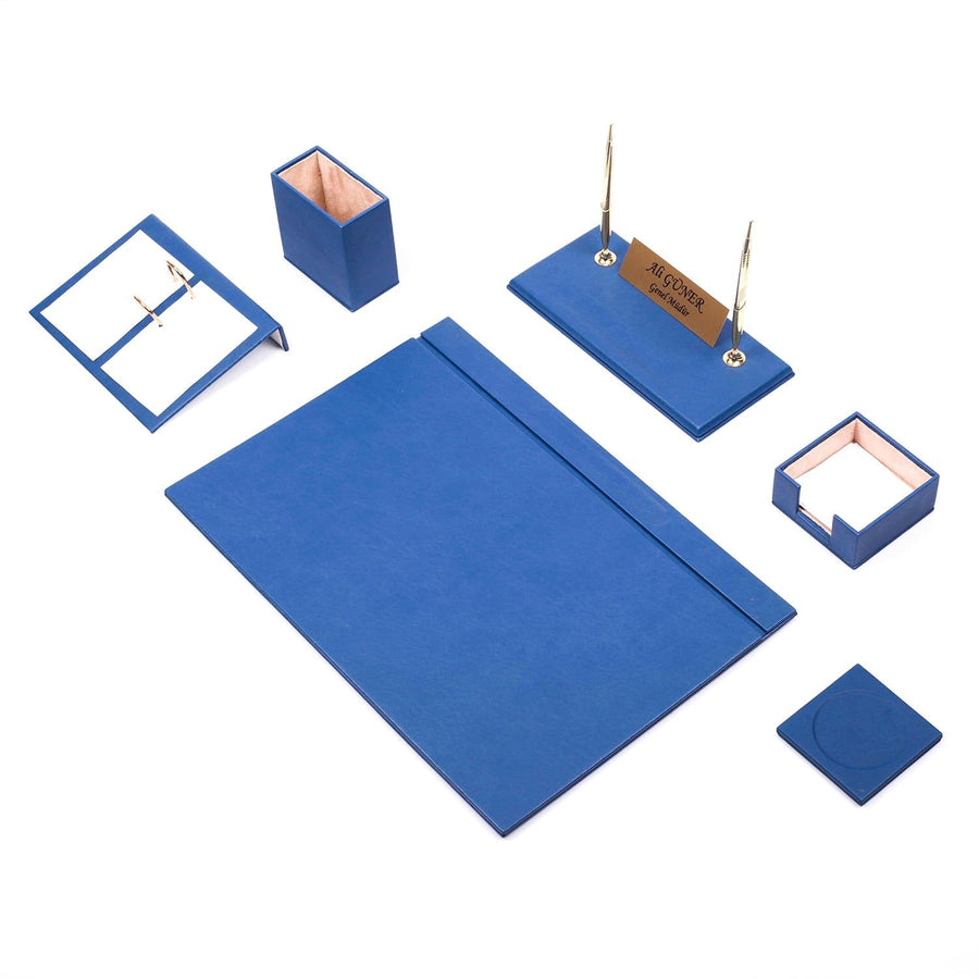 Luna 8-Piece Desk Set with Nameplate — Blue