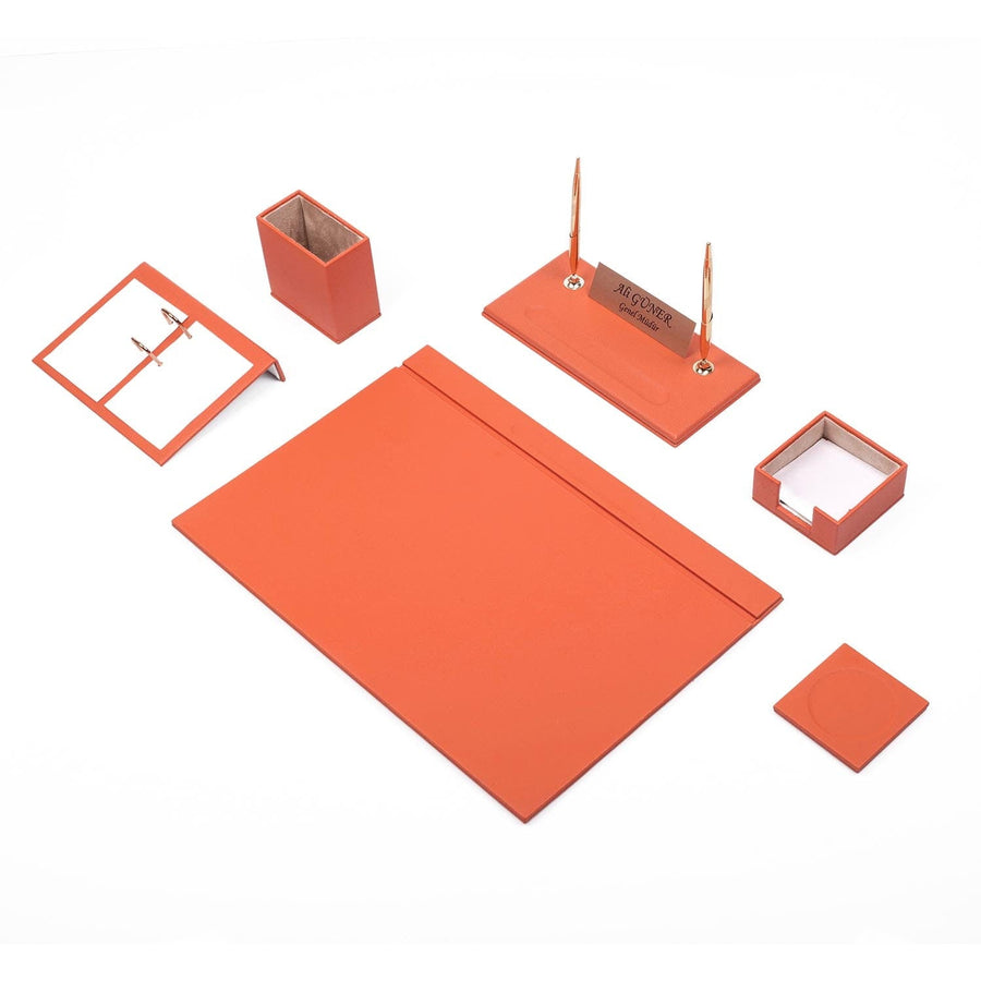 Luna 8-Piece Desk Set with Nameplate — Orange
