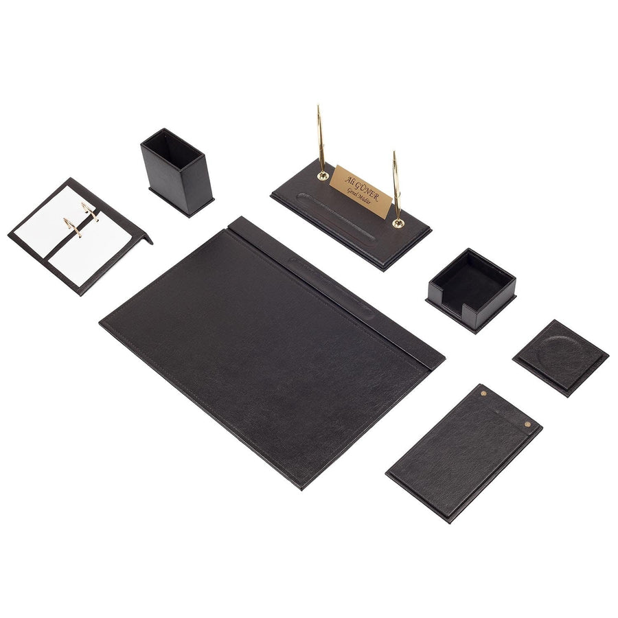 Luna 9-Piece Desk Set with Nameplate — Black
