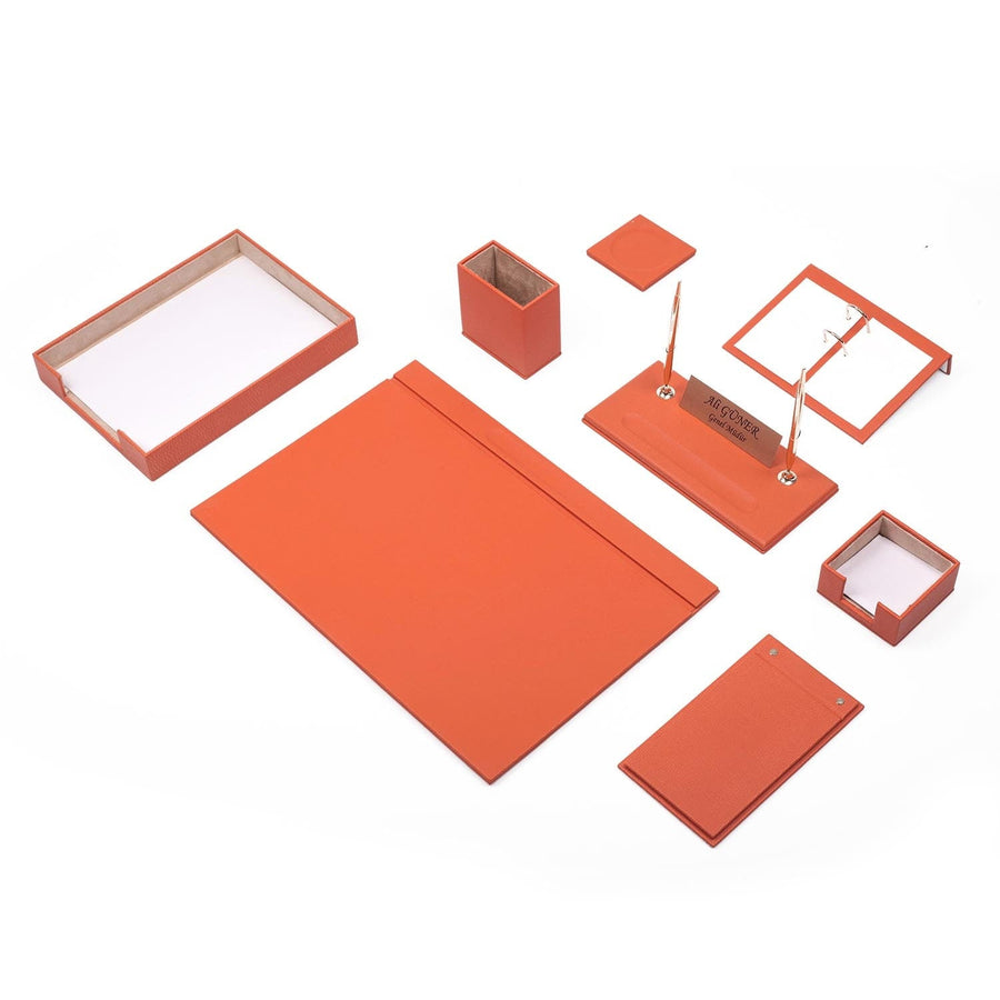 Luna 10-Piece Desk Set with Single Tray — Orange