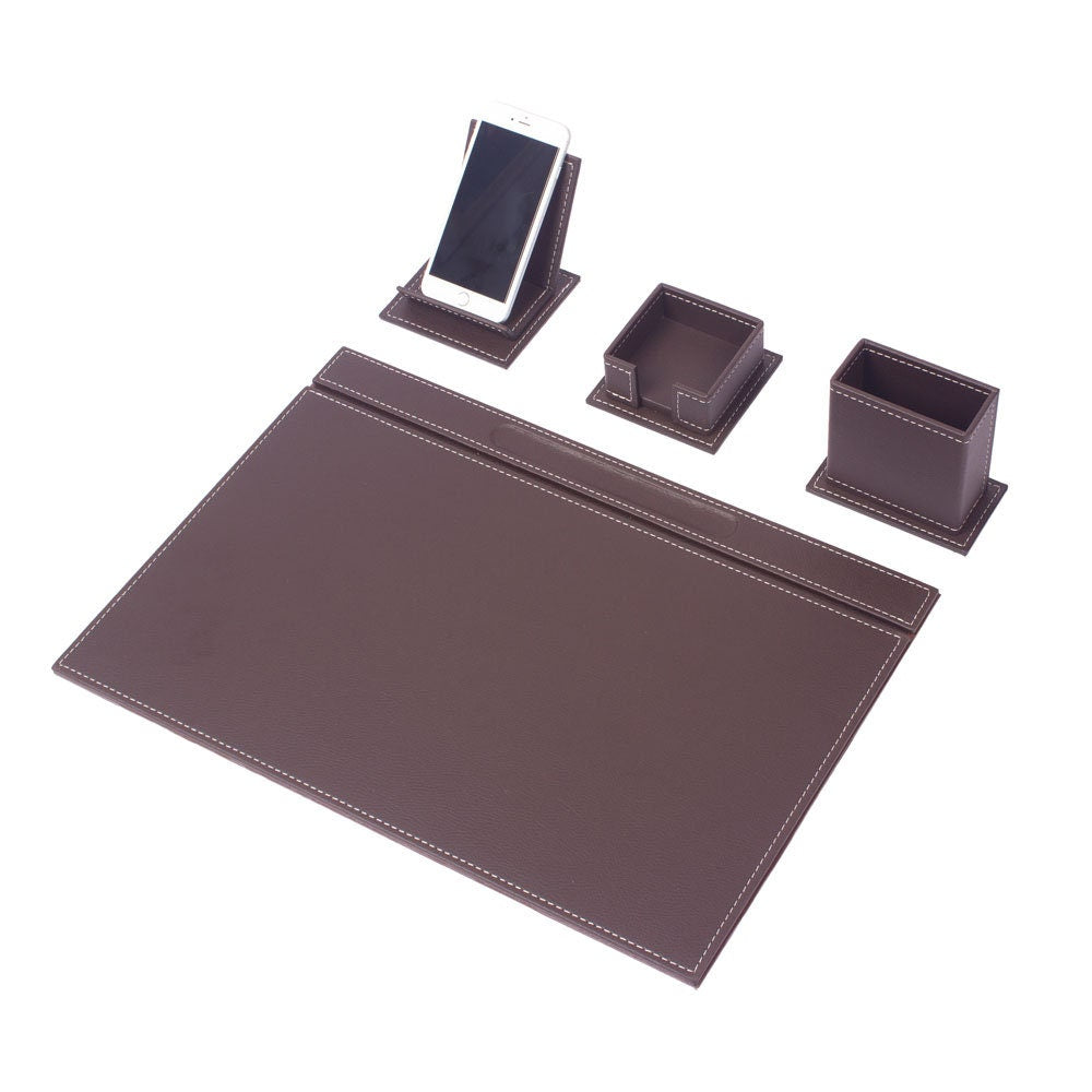 Vega 4-Piece Desk Set — Brown