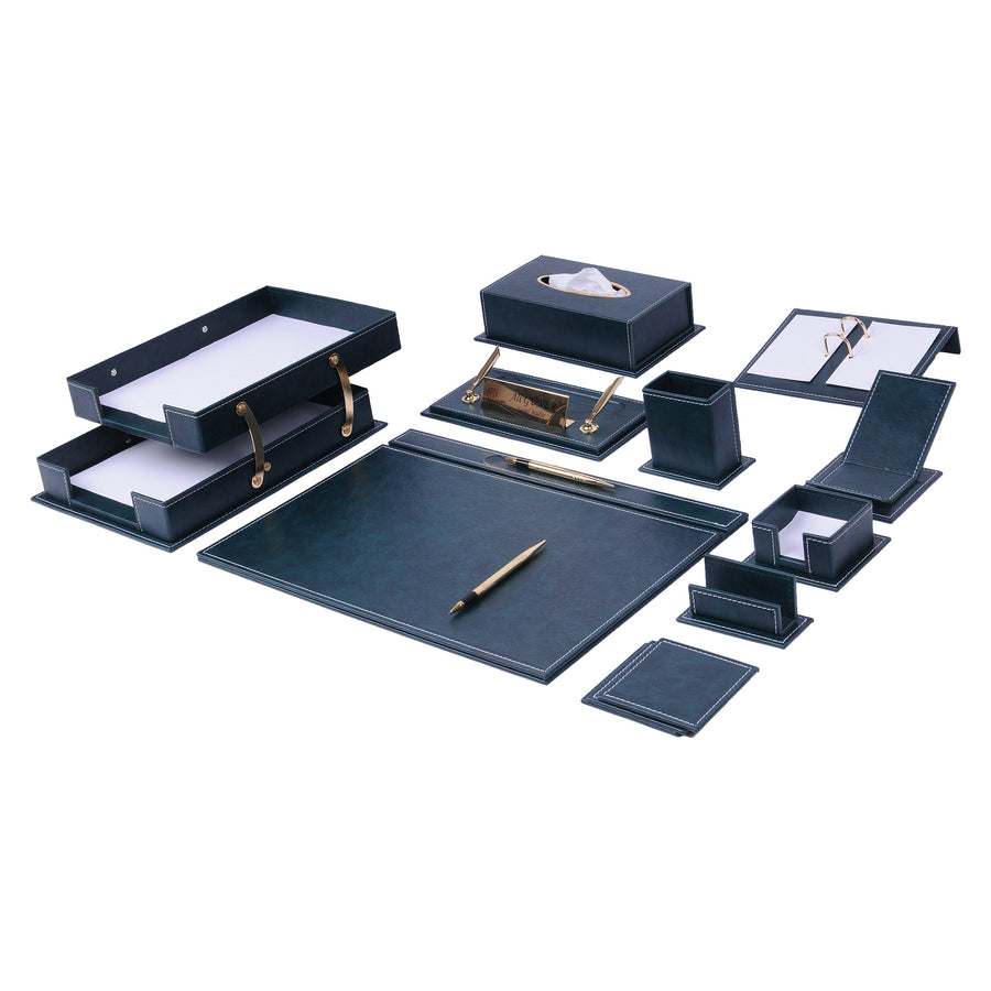 Vega 14-Piece Desk Set with Nameplate — Gray