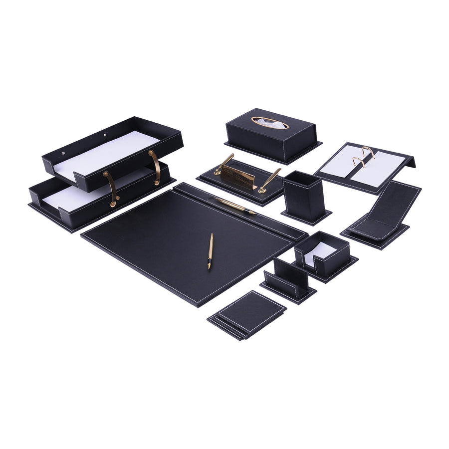 Vega 14-Piece Desk Set with Nameplate — Burgundy