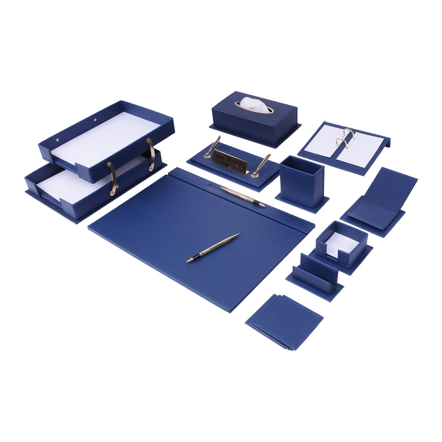 Vega 14-Piece Desk Set with Nameplate — Blue