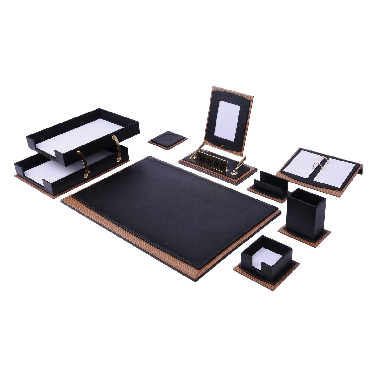 Star 11-Piece Desk Set with Two-Tier Tray — Green