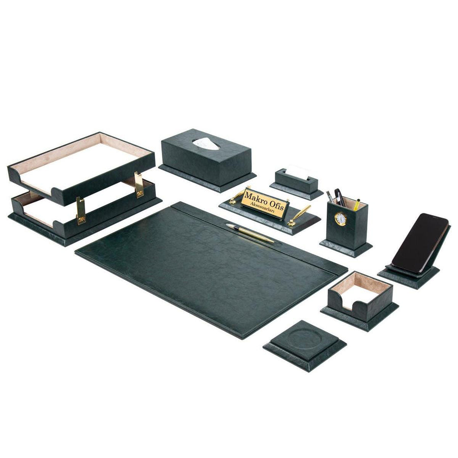 Elegance 11-Piece Desk Set — Green