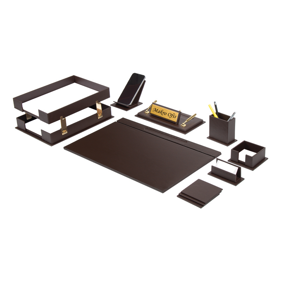 Galaxy 12-Piece Desk Set — Brown
