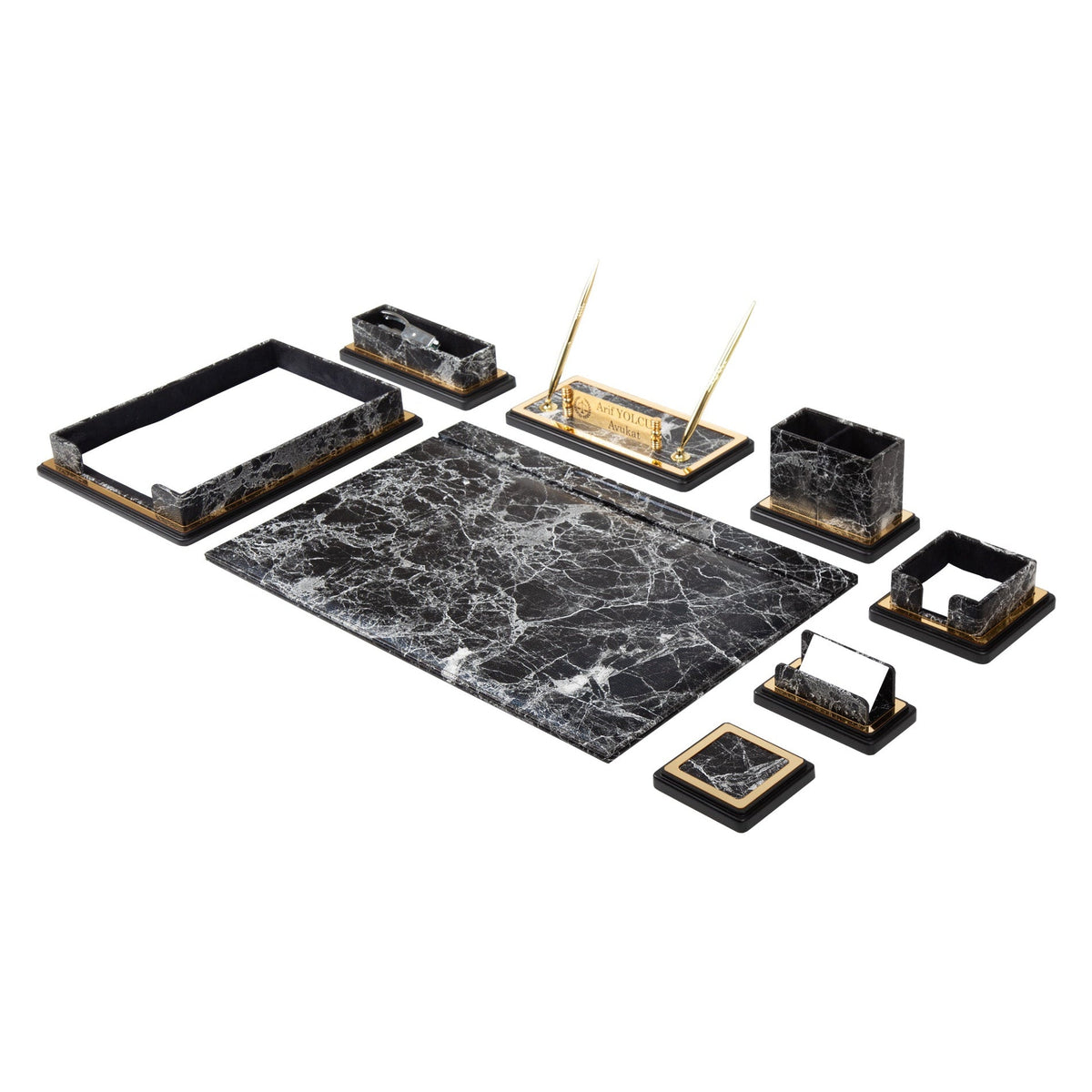 Pulsar 10-Piece Desk Set — Brown