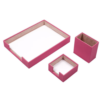 Luna Leather Desk Set 10 Accessories Pink